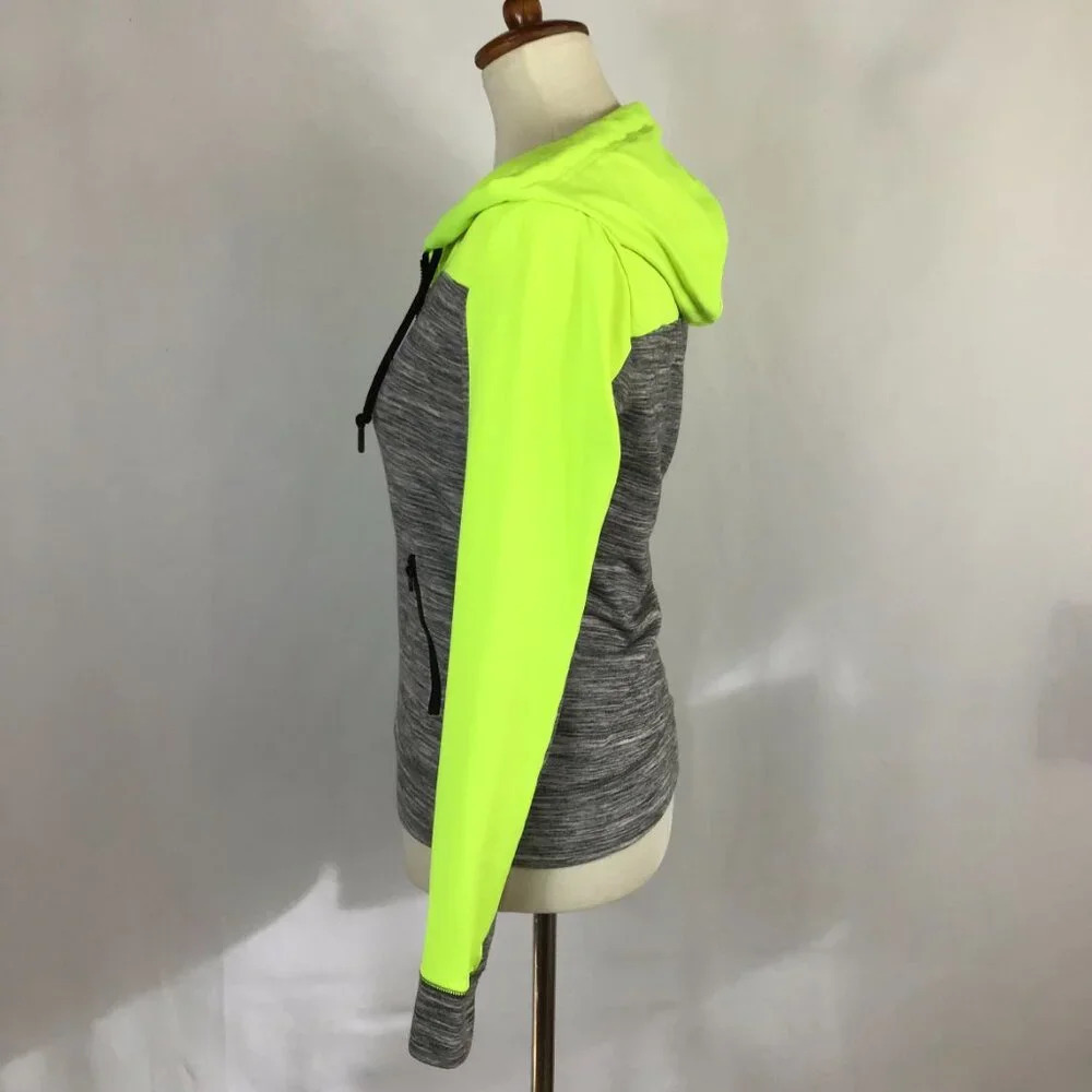 FINAL DROP PINK Victoria's Secret S Hoodie Neon Gray Pockets Zip Long Sleeve - Picture 6 of 8